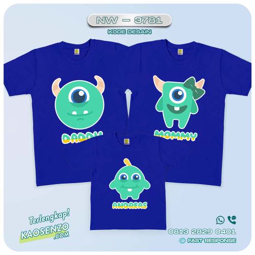 Baju Kaos Couple Keluarga Monster Cute | Kaos Ultah Anak | Kaos Monster Cute - NW 3781
