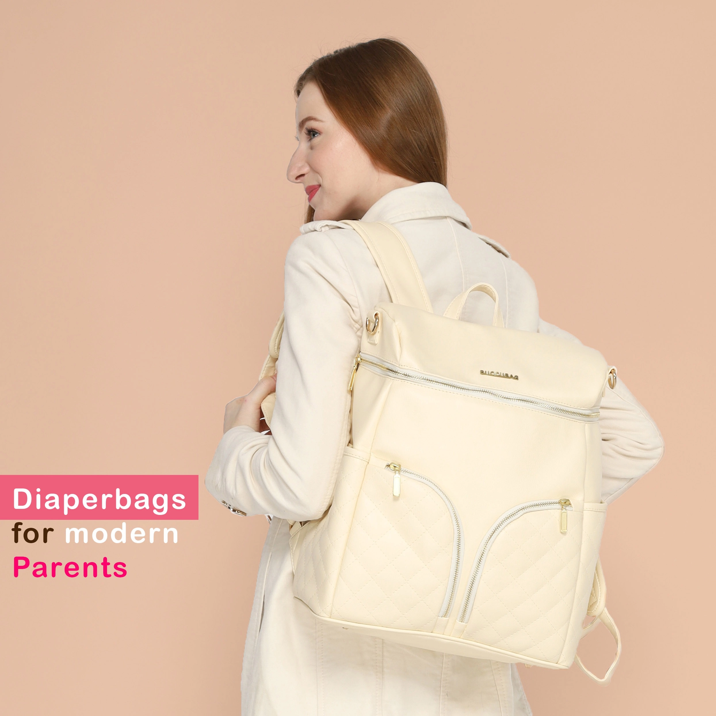 tas perlengkapan bayi besar diaper bag buccubag pop White