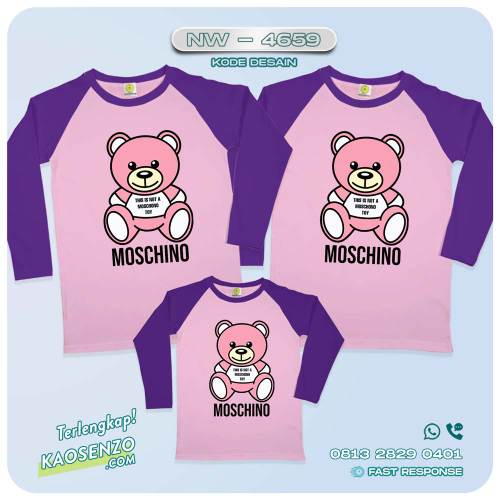 Baju Kaos Couple Keluarga Moschino Bear| Kaos Family Custom | Kaos Moschino Bear- NW 4659