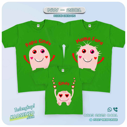 Kaos Couple Keluarga Monster Inc | Kaos Ulang Tahun Anak | Kaos Monster Inc - NW 2801
