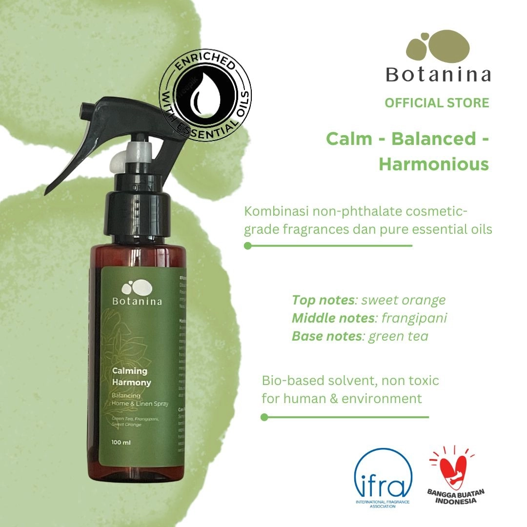 Botanina Aromatherapy Linen Spray - Premium Blend With Essential Oil | Pengharum Ruangan | Room Fragrance 