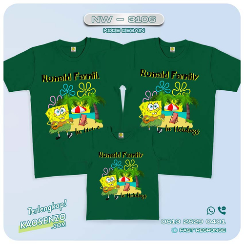 Baju Kaos Couple Keluarga Spongebob | Kaos Family Custom | Kaos Spongebob - NW 3106