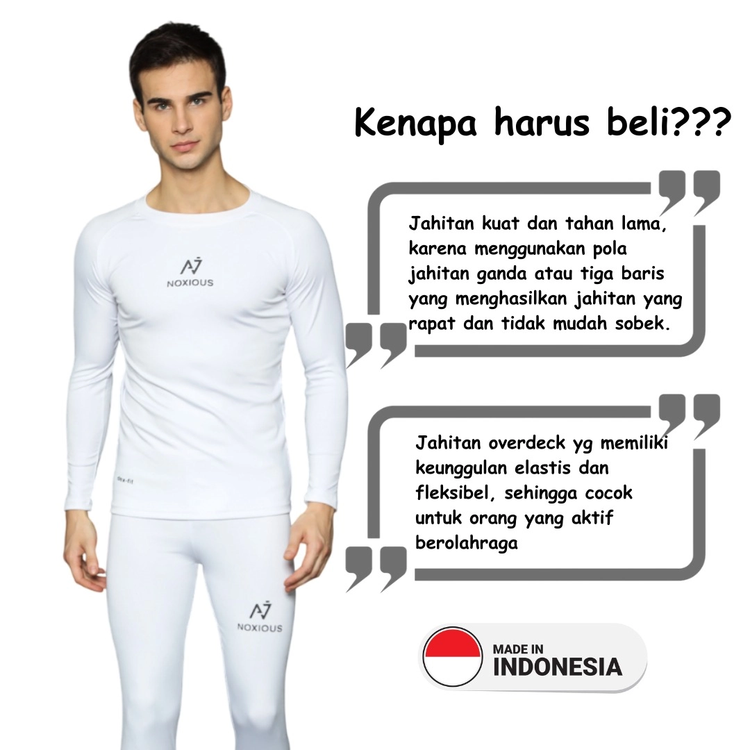 Noxious Setelan Baselayer Manset Legging Pria Putih