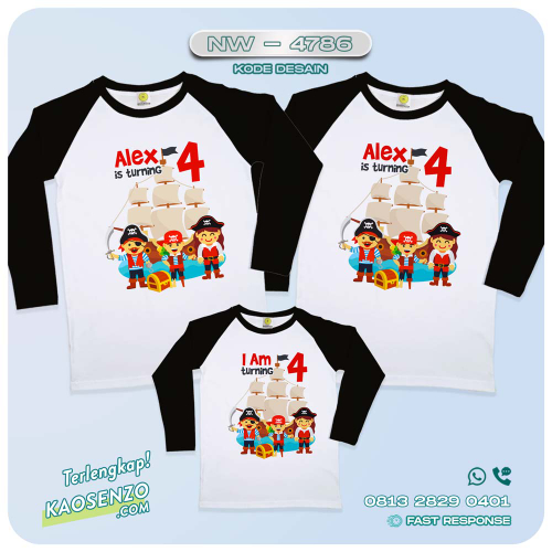 Baju Kaos Couple Keluarga Pirates | Kaos Family Custom Bajak Laut | Kaos Ulang Tahun | Kaos Pitrates NW 4786