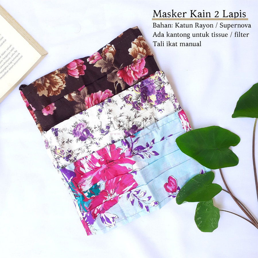 Download (3 pcs) Masker Kain Polos dan Motif