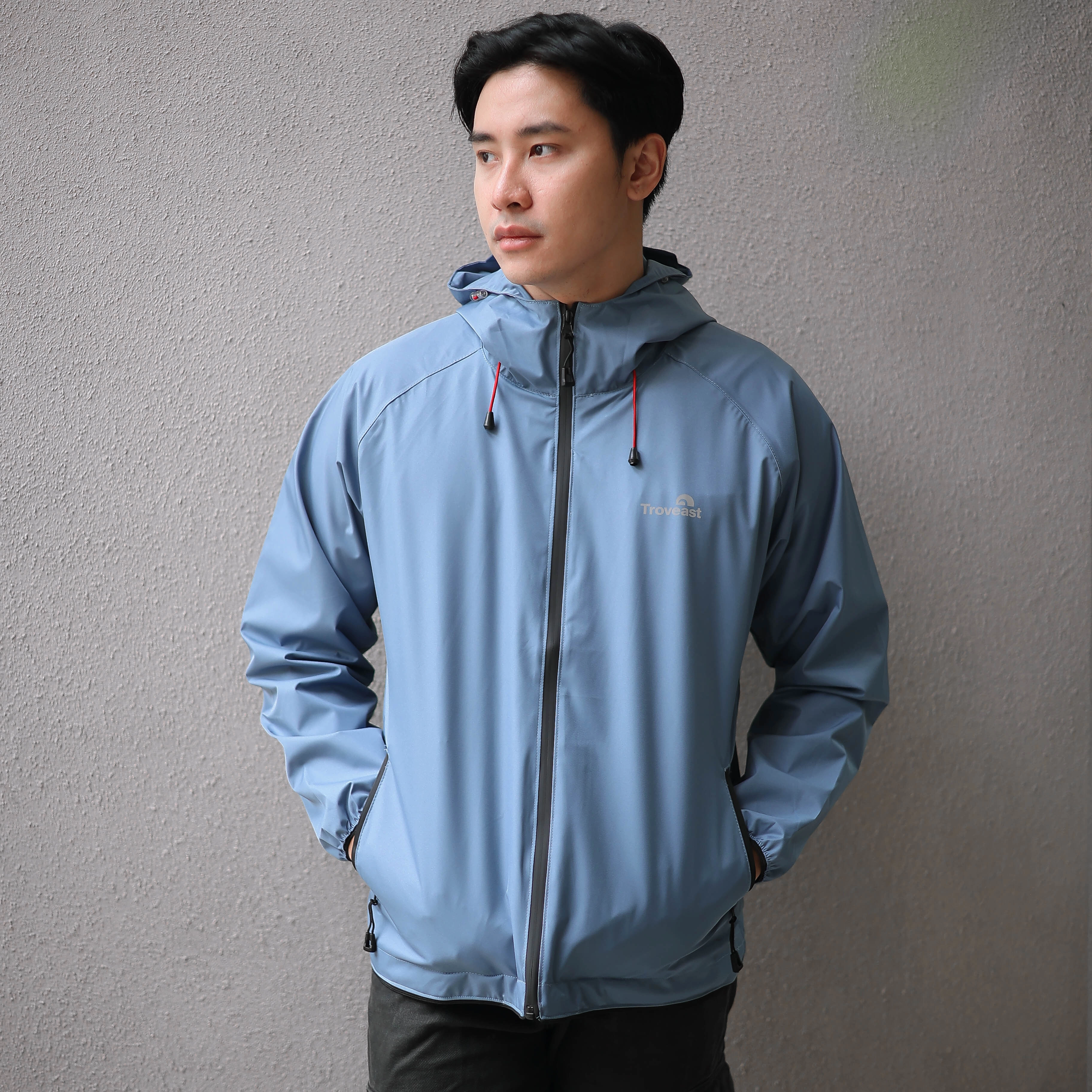 Troveast Urban Waterproof Rain Jacket Pocket Series Faded Denim
