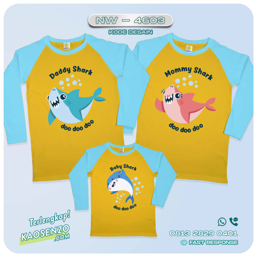 Baju Kaos Couple Keluarga Baby Shark | Kaos Family Custom | Kaos Baby Shark - NW 4603