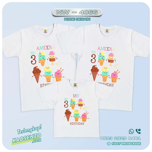 Baju Kaos Couple Keluarga Ice Cream | Kaos Family Custom | Kaos Ice Cream - NW 4066