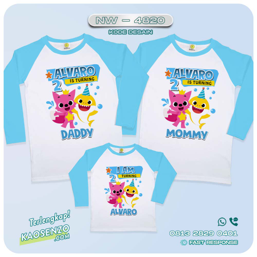 Baju Kaos Couple Keluarga Baby Shark | Kaos Family Custom | Kaos Baby Shark - NW 4820