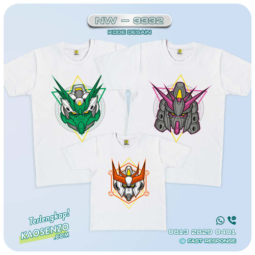 Baju Kaos Couple Keluarga | Kaos Ultah Anak | Kaos Gundam NW 3332