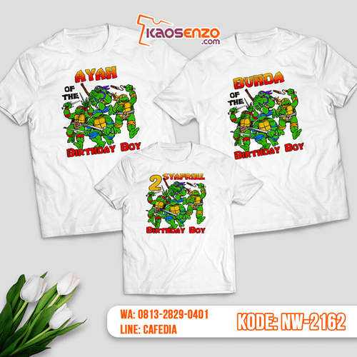 Baju Kaos Couple Keluarga Ninja Turtles | Kaos Ultah Anak | Kaos Ninja Turtles - NW 2162