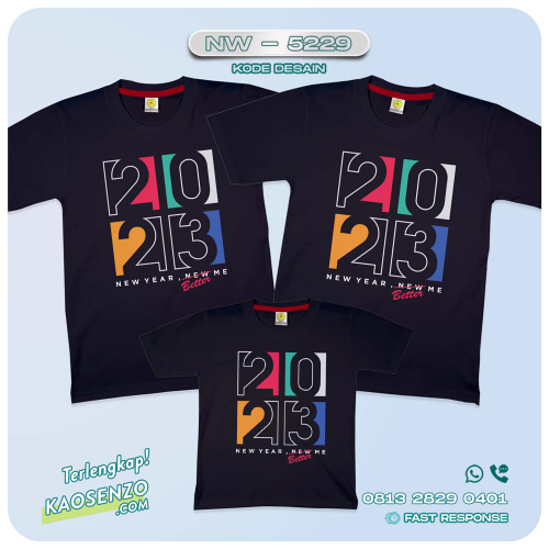 Baju Kaos Couple Keluarga Tahun Baru | Kaos Family Custom New Year 2023 | Kaos Motif Tahun Baru 2023 - NW 5229