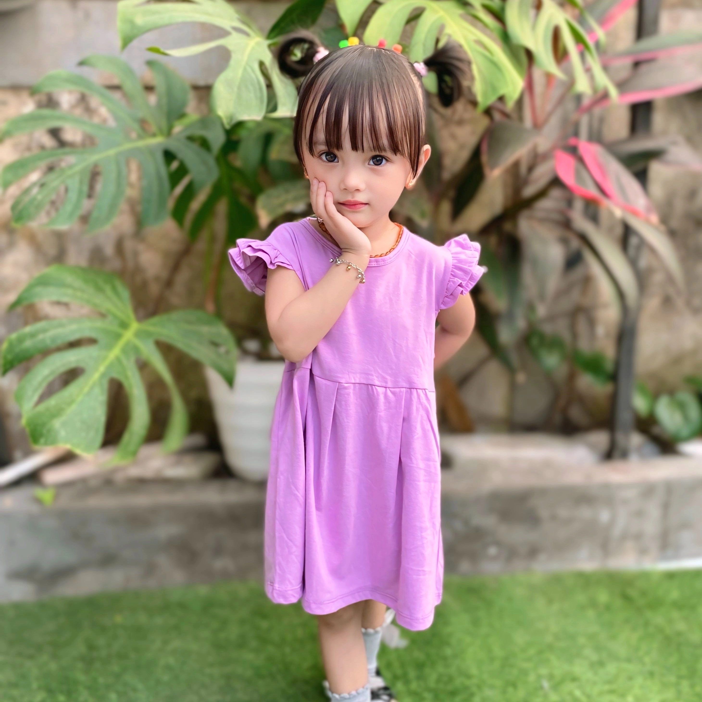 rufffle dress anak cotton