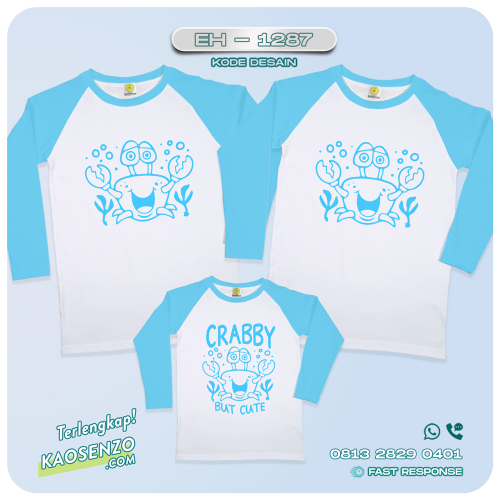 Baju Kaos Couple Keluarga Ocean Life | Kaos Couple Family Custom | Kaos motif Crab - EH-1287