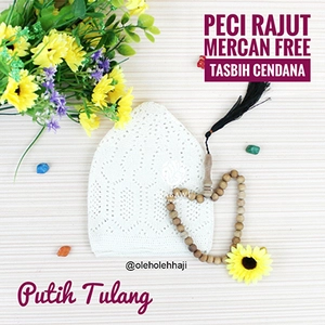 Peci Rajut Mercan FREE 1Pcs Tasbih Cendana