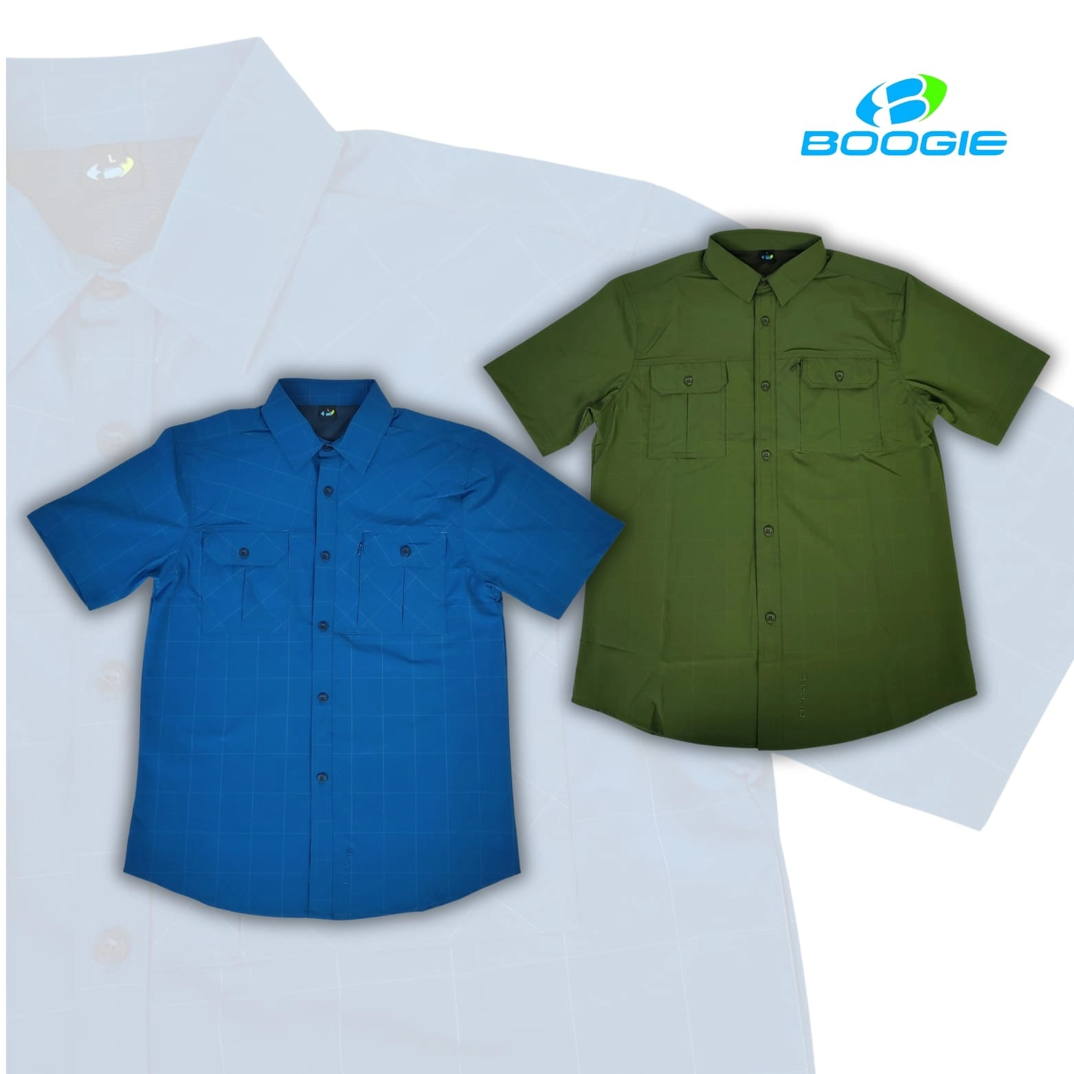 Kemeja Pendek Pria 07 - Boogie Hijau Army