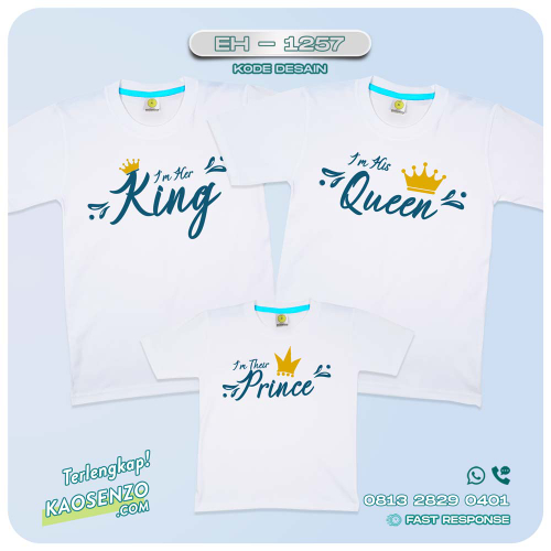 Baju Kaos Couple Keluarga King Queen | Kaos Couple Family Custom | Kaos motif King Queen - EH-1257