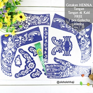 Cetakan Henna Tangan & Kaki 1 Set FREE 1 pcs Golecha Heena 