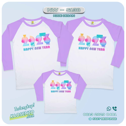 Baju Kaos Couple Keluarga Tahun Baru | Kaos Family Custom New Year 2023 | Kaos Motif Tahun Baru 2023 - NW 5138