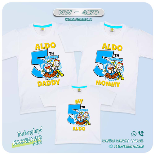Baju Kaos Couple Keluarga Doraemon | Kaos Family Custom | Kaos Doraemon - NW 4170