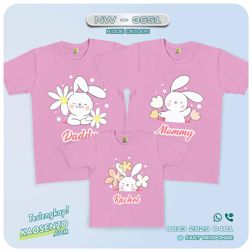 Baju Kaos Couple Keluarga Bunny| Kaos Family Custom | Kaos Bunny - NW 3551