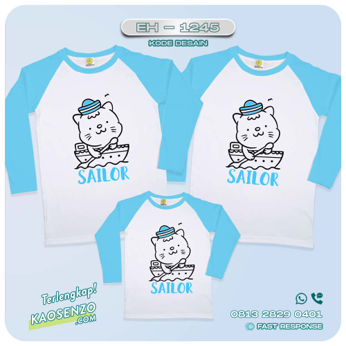 Baju Kaos Couple Keluarga Sailor | Kaos Couple Family Custom | Kaos motif Sailor - EH-1245