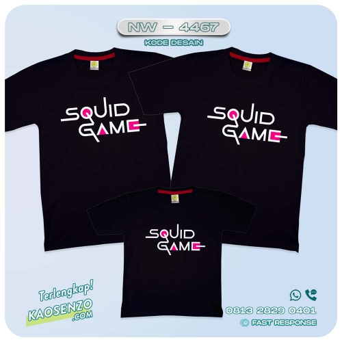 Baju Kaos Couple Keluarga Squid Game | Kaos Family Custom | Kaos Squid Game - NW 4467