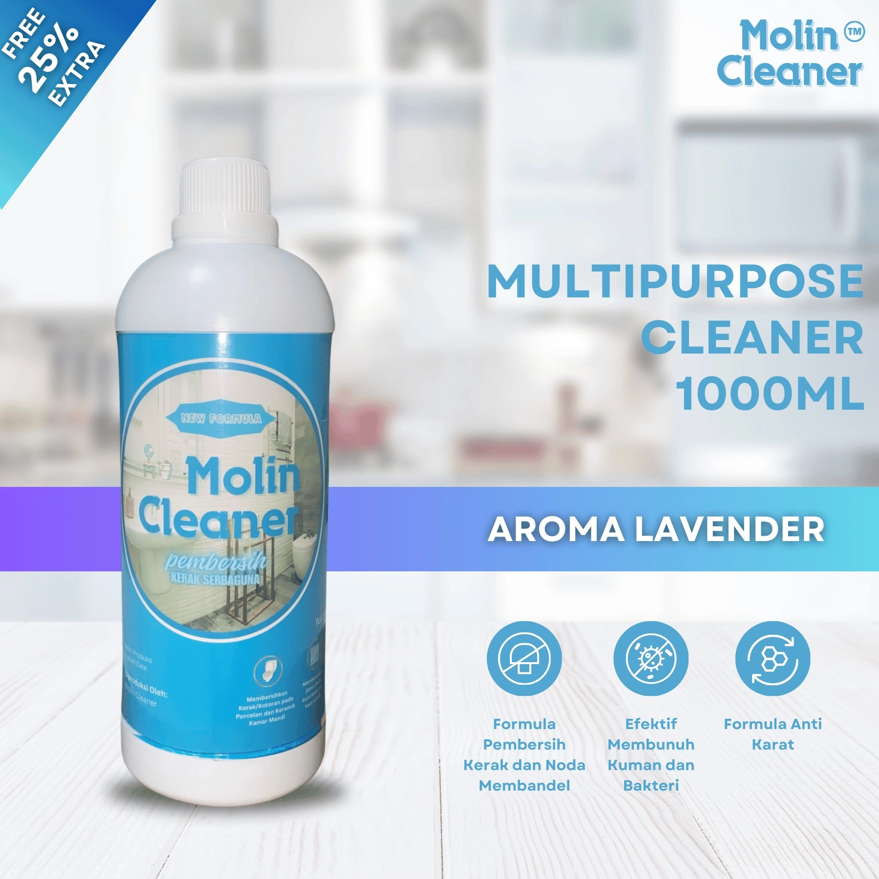 Molin Cleaner Pembersih Kerak Serbaguna Paling Ampuh WC, Lantai Kamar Mandi, Wastafel
