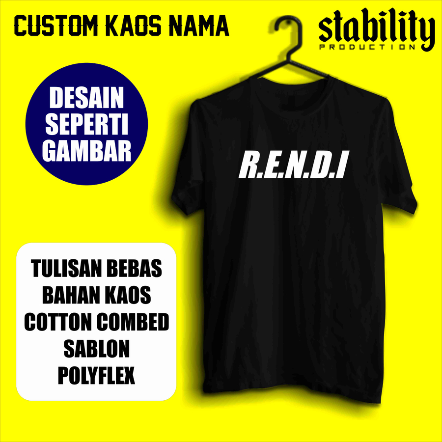 Custom kaos  sablon  nama kata  online STABILITY PRODUCTION