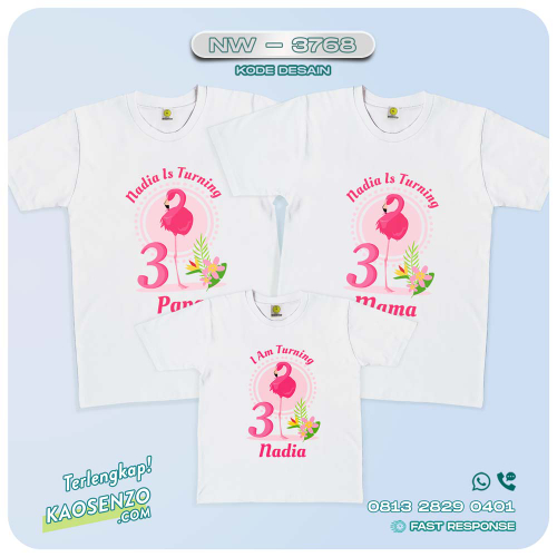 Baju Kaos Couple Keluarga Flamingo | Kaos Ultah Anak | Kaos Flamingo - NW 3768