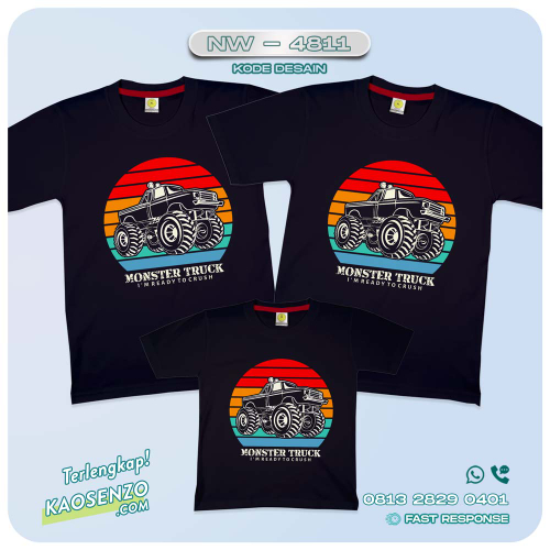 Baju Kaos Couple Keluarga | Kaos Ulang Tahun Anak | Kaos Monster Truck - NW 4811