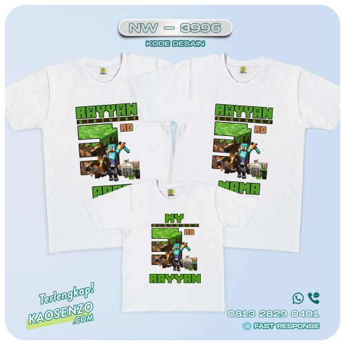 Baju Kaos Couple Keluarga Minecraft | Kaos Ulang Tahun Anak | Kaos Minecraft - NW 3996