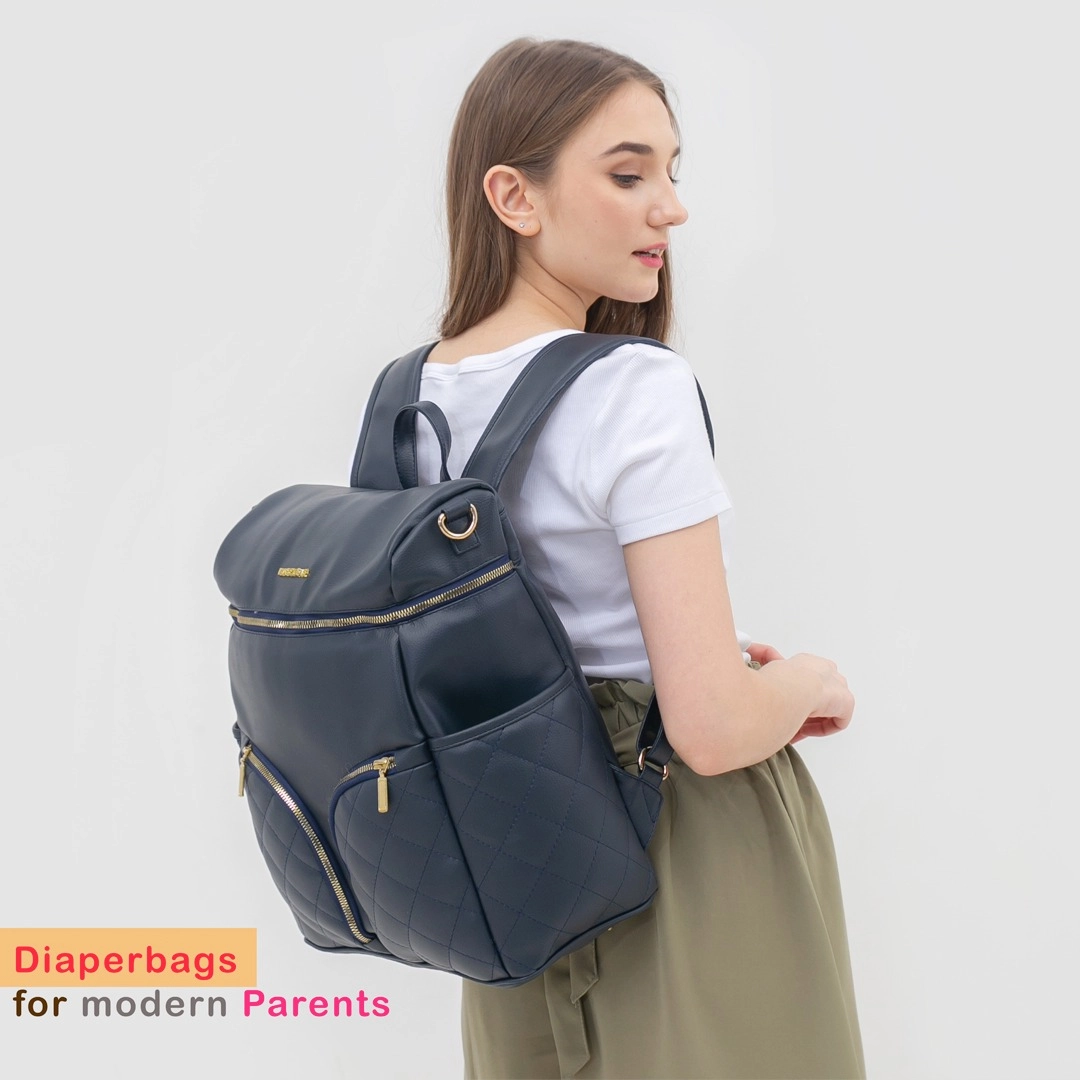 tas perlengkapan bayi  diaper bag buccubag pop Navy Blue Black 