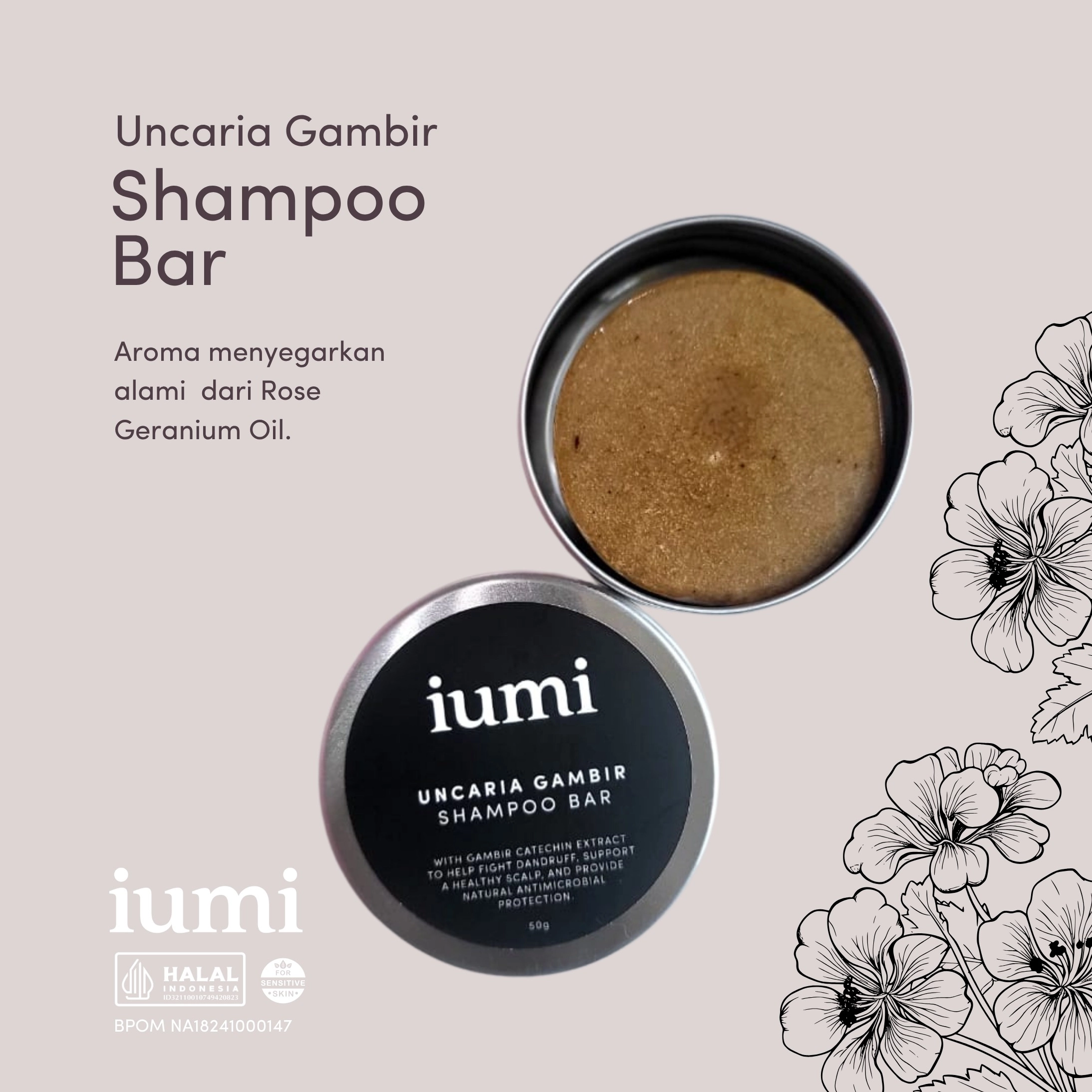 Uncaria Gambir Shampoo Bar Untuk Rambut Rontok Ketombe Wangi Awet 