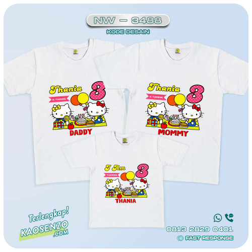 Baju Kaos Couple Keluarga Hello Kitty | Kaos Family Custom | Kaos Hello Kitty - NW 3488