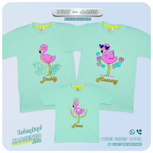 Baju Kaos Couple Keluarga Flamingo | Kaos Family Custom | Kaos Flamingo - NW 4459