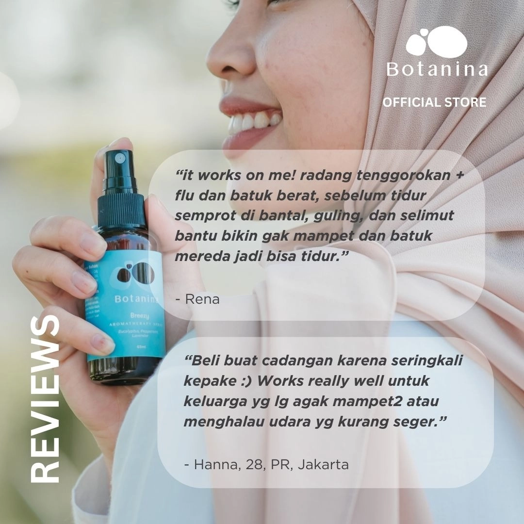 Botanina Gentle & Breezy Aromatherapy Spray | Redam Cold Cough Flu Batuk Pilek