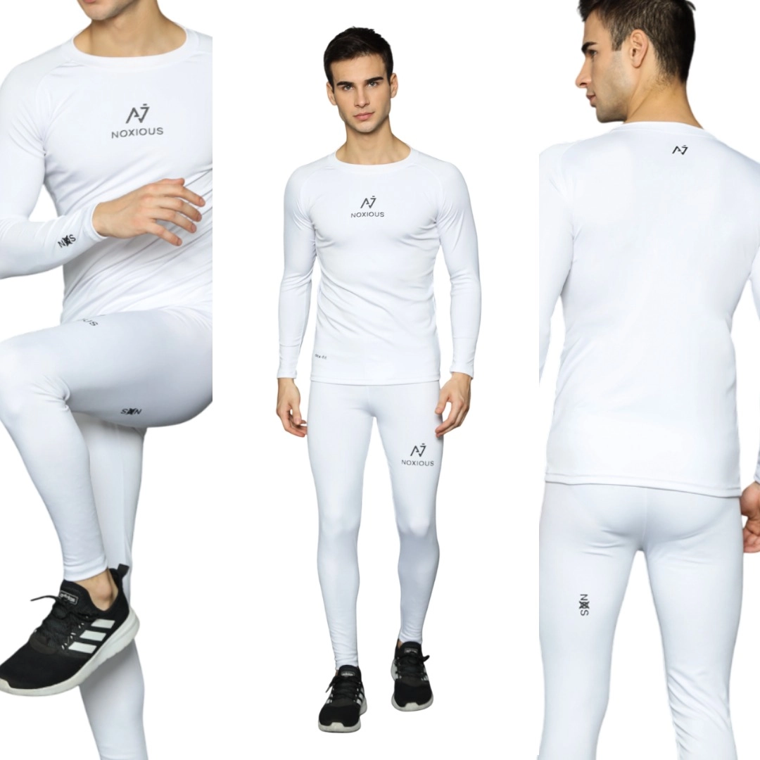 Noxious Setelan Baselayer Manset Legging Pria Putih