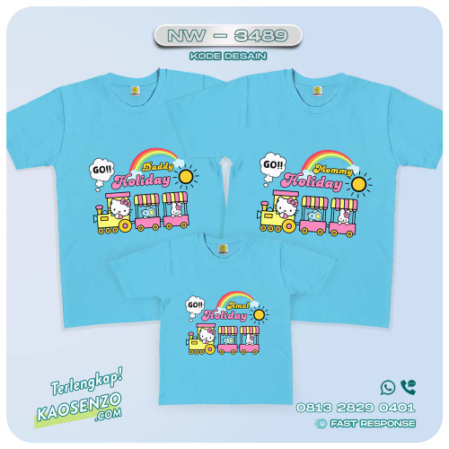 Baju Kaos Couple Keluarga Hello Kitty | Kaos Family Custom | Kaos Hello Kitty - NW 3489