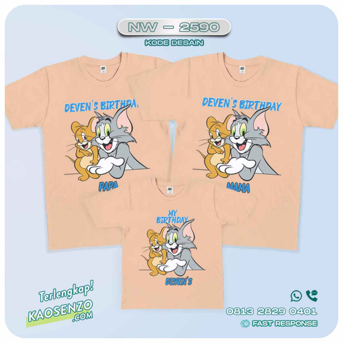 Baju Kaos Couple Keluarga Tom & Jerry | Kaos Family Custom | Kaos Tom & Jerry - NW 2590