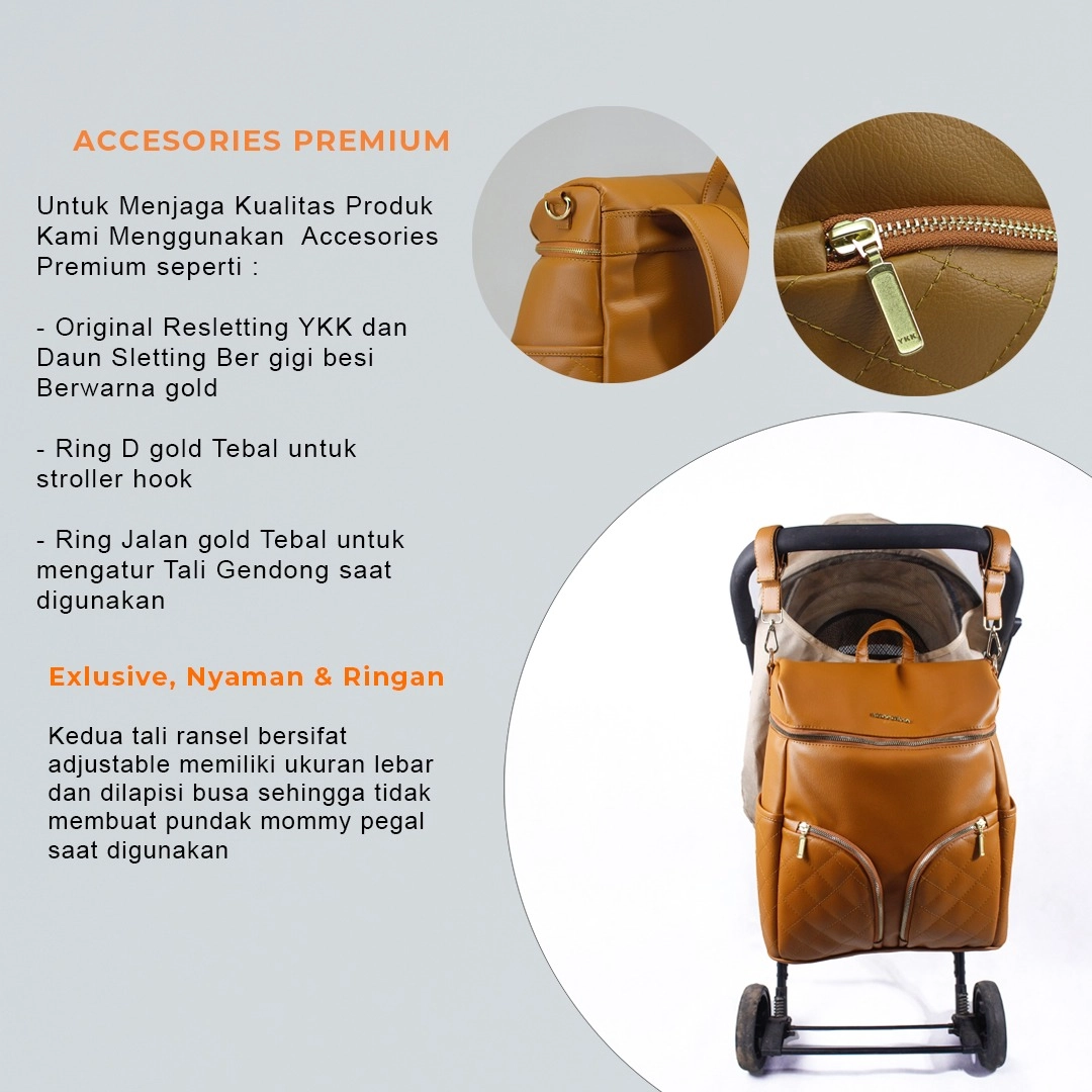tas perlengkapan bayi besar diaper bag buccubag pop Caramel