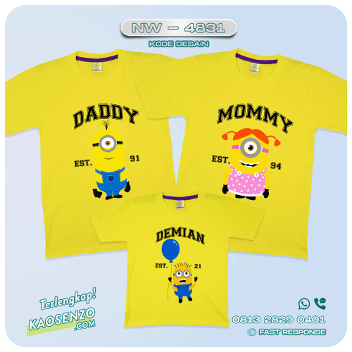 Baju Kaos Couple Keluarga Minion | Kaos Family Custom | Kaos Minion - NW 4831