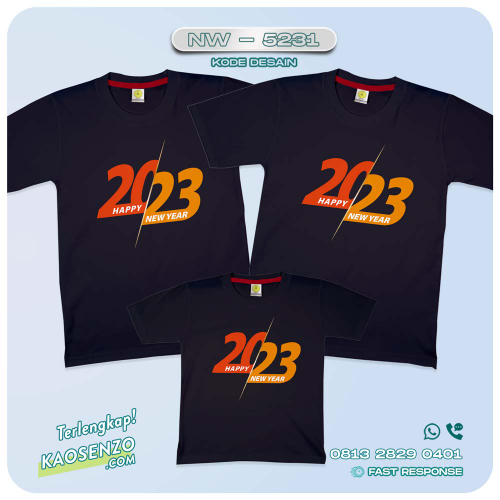 Baju Kaos Couple Keluarga Tahun Baru | Kaos Family Custom New Year 2023 | Kaos Motif Tahun Baru 2023 - NW 5231