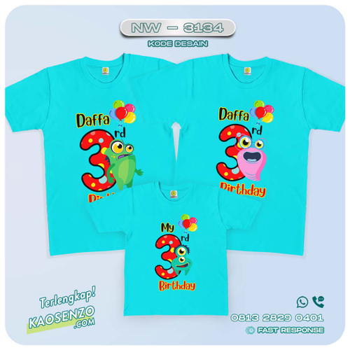 Baju Kaos Couple Keluarga Monster Cute | Kaos Ultah Anak | Kaos Monster Cute - NW 3134