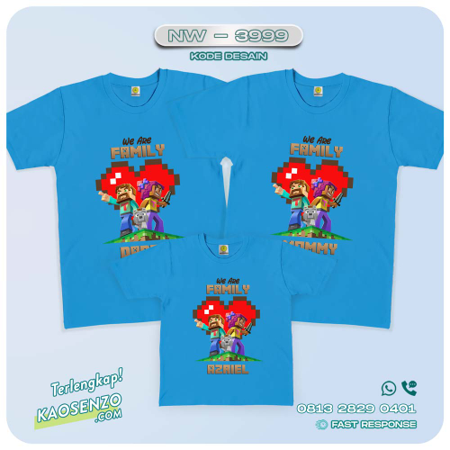 Baju Kaos Couple Keluarga Minecraft | Kaos Ulang Tahun Anak | Kaos Minecraft - NW 3999