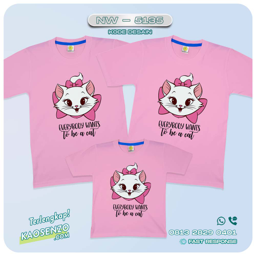 Baju Kaos Couple Keluarga Marie Cat | Kaos Family Custom Kartun Kucing The Aristocats | Kaos Marie Cat - NW 5135