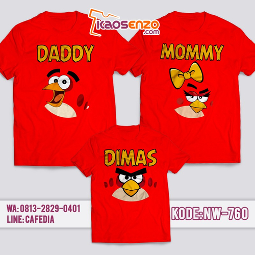 Baju Kaos Couple Keluarga | Kaos Family Custom Angry Bird - NW 760