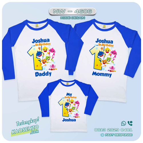 Baju Kaos Couple Keluarga Baby Shark | Kaos Family Custom | Kaos Baby Shark - NW 4606