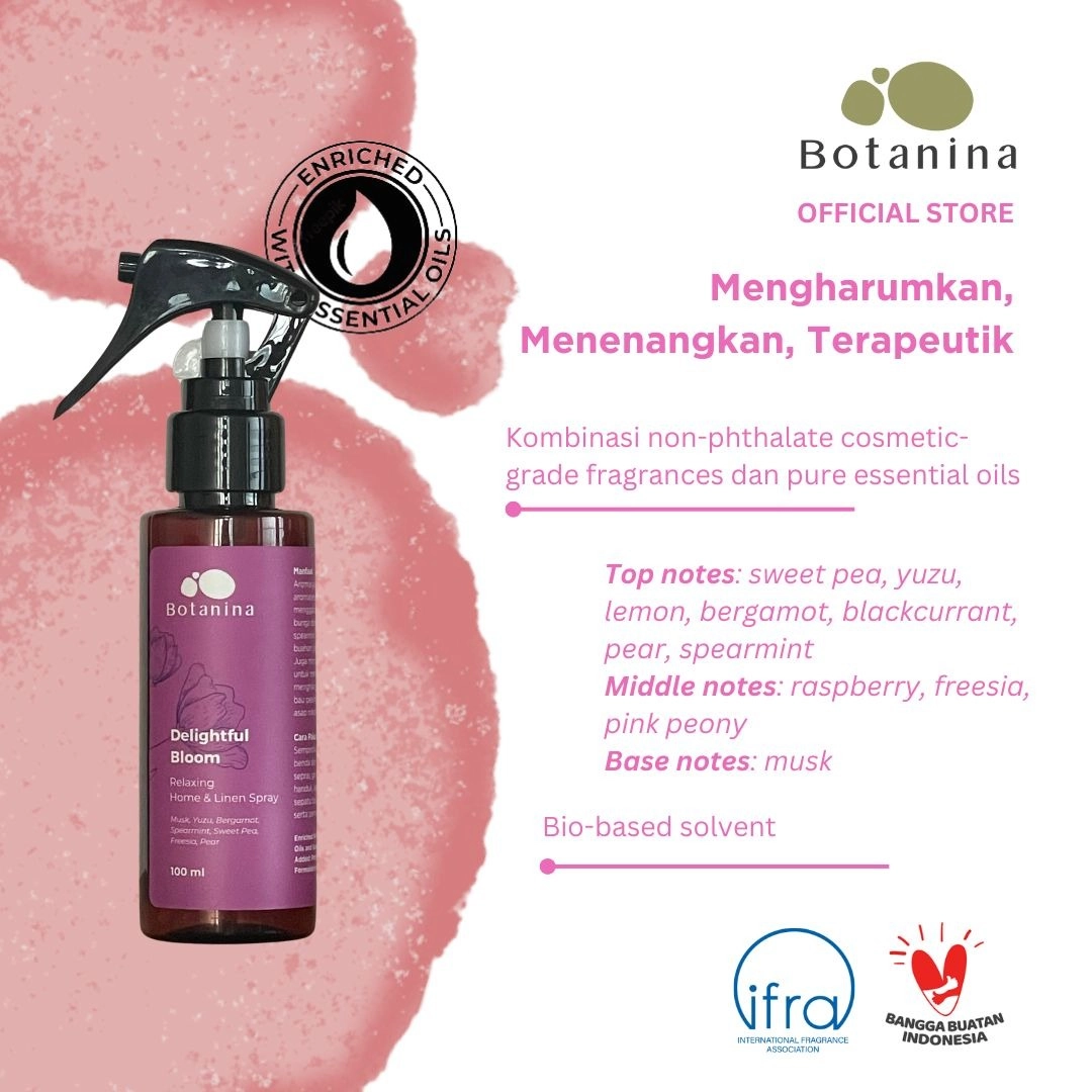 Botanina Aromatherapy Linen Spray - Premium Blend With Essential Oil | Pengharum Ruangan | Room Fragrance 