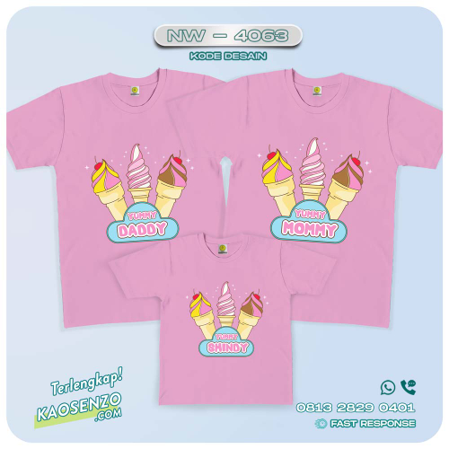 Baju Kaos Couple Keluarga Ice Cream | Kaos Family Custom Es Krim | Kaos Ice Cream - NW 4063
